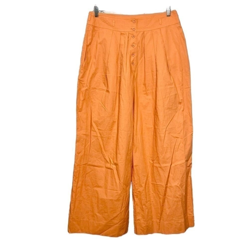 Ulla Johnson clay orange high rise pleated wide leg trousers size 12 New Chic